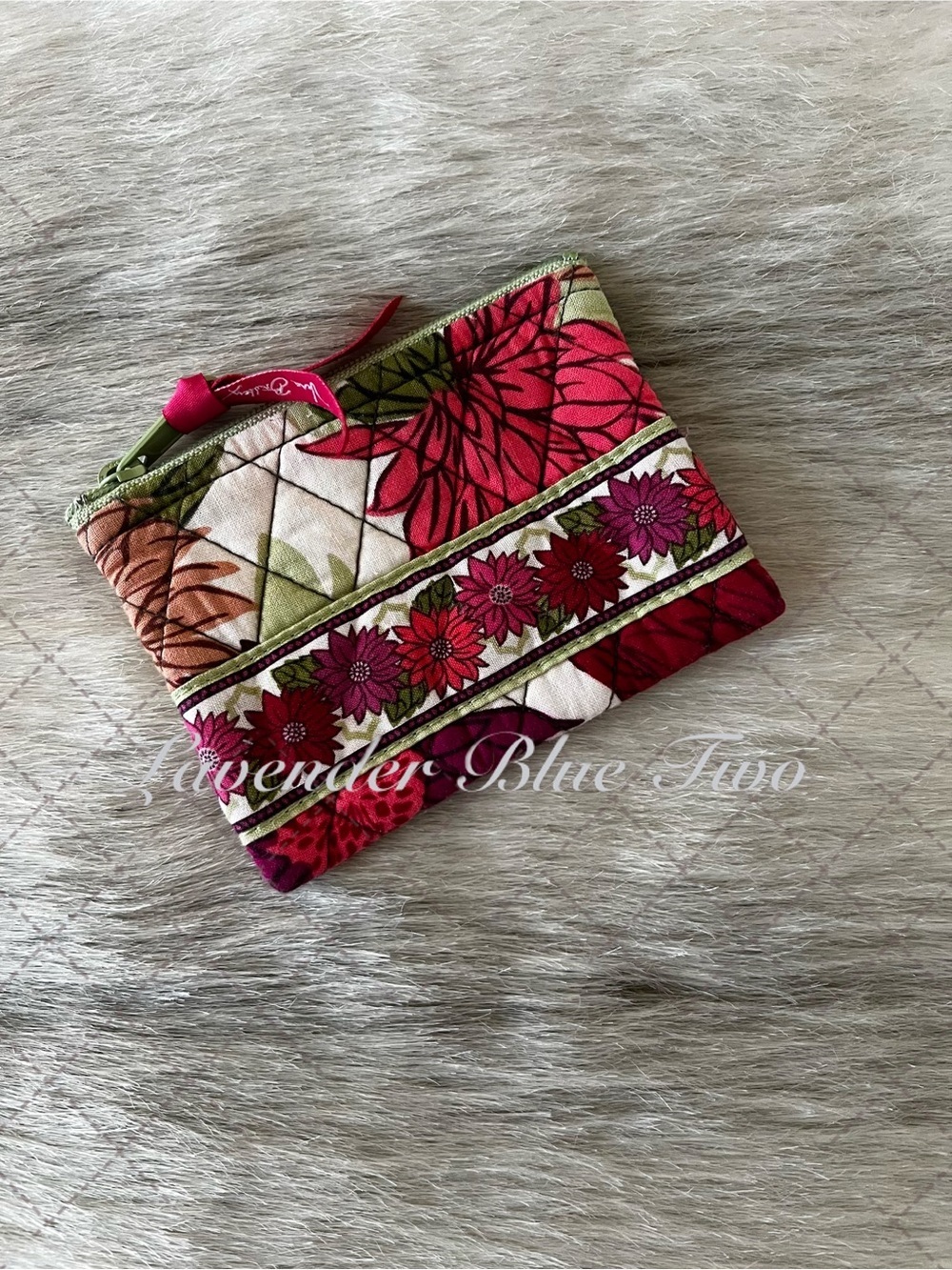 VERA BRADLEY Hello Delilah 2010 Zipper Coin Purse Pouch Y2K Pink Green Floral